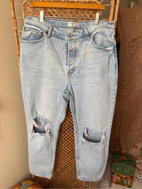 Abercrombie & Fitch Light Blue The Dad High Rise Relaxed Ripped Jeans